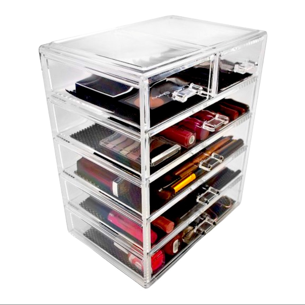 Sorbus Clear Acrylic Six-Drawer Makeup Organizer EUC